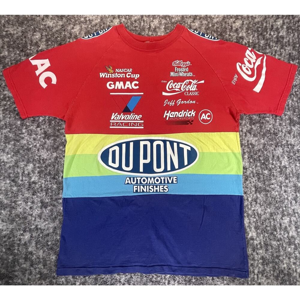 VTG Jeff Gordon DuPont NASCAR Chase 1998 AOP Rainbow Tee Men’s XXL Y2K
